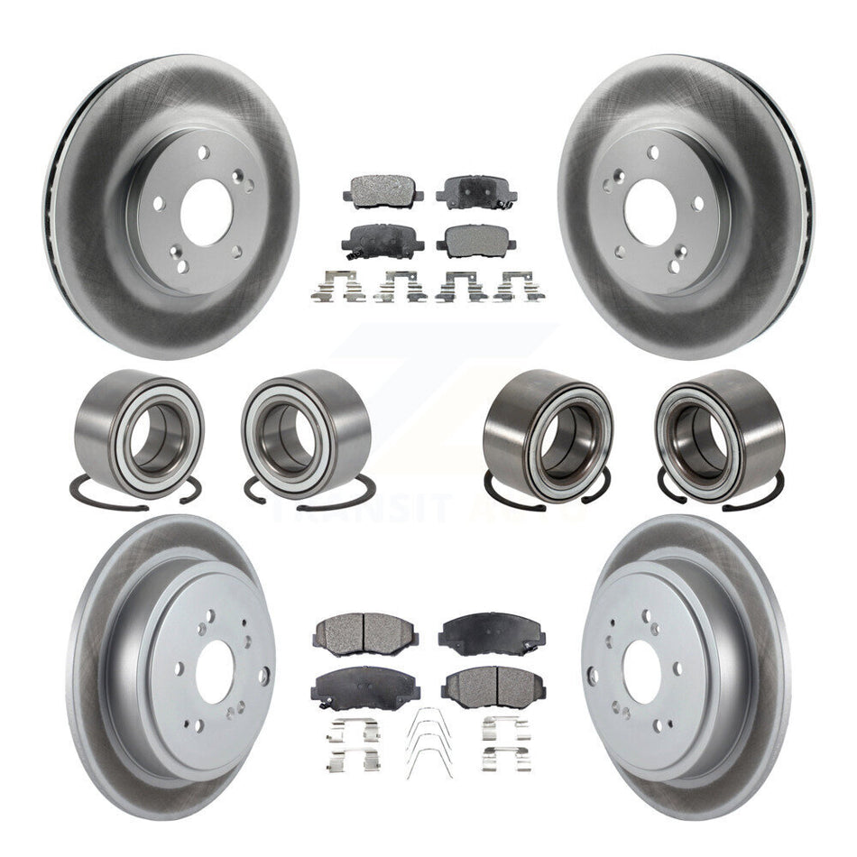 Front Rear Wheel Bearings Coated Disc Brake Rotors And Ceramic Pads Kit (10Pc) For 2005-2008 Honda Pilot KBB-108622