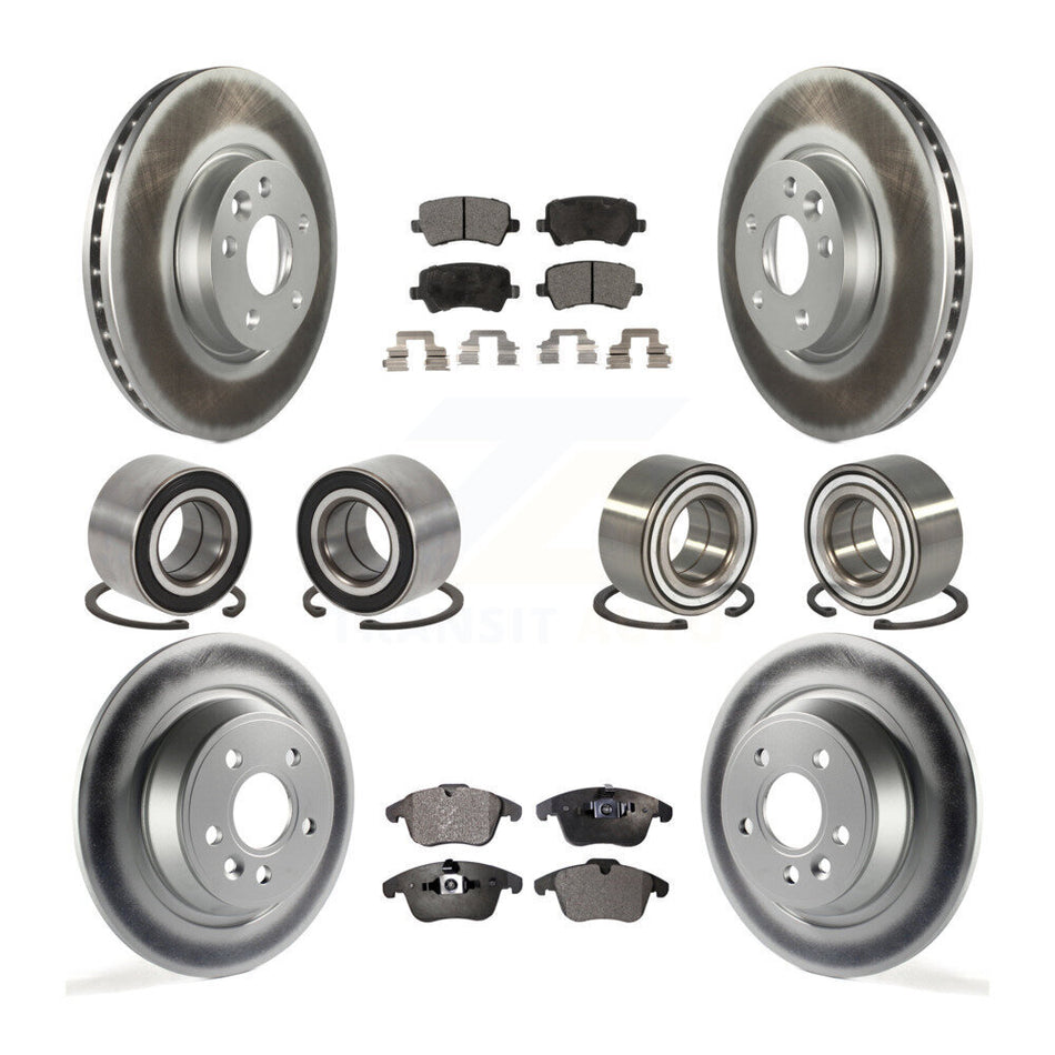 Front Rear Wheel Bearings Coated Disc Brake Rotors And Ceramic Pads Kit (10Pc) For 2012-2015 Land Rover Range Evoque KBB-108624