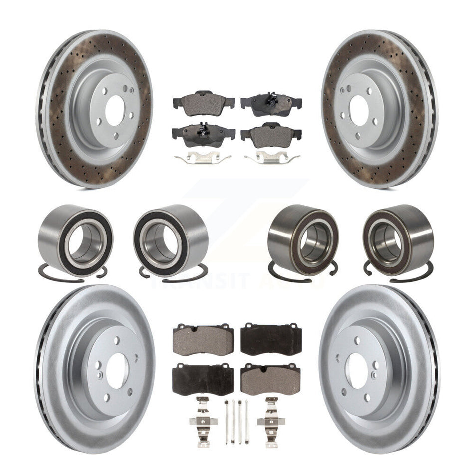 Front Rear Wheel Bearings Coated Disc Brake Rotors And Ceramic Pads Kit (10Pc) For 2012 Mercedes-Benz S350 With Sport Package KBB-108631