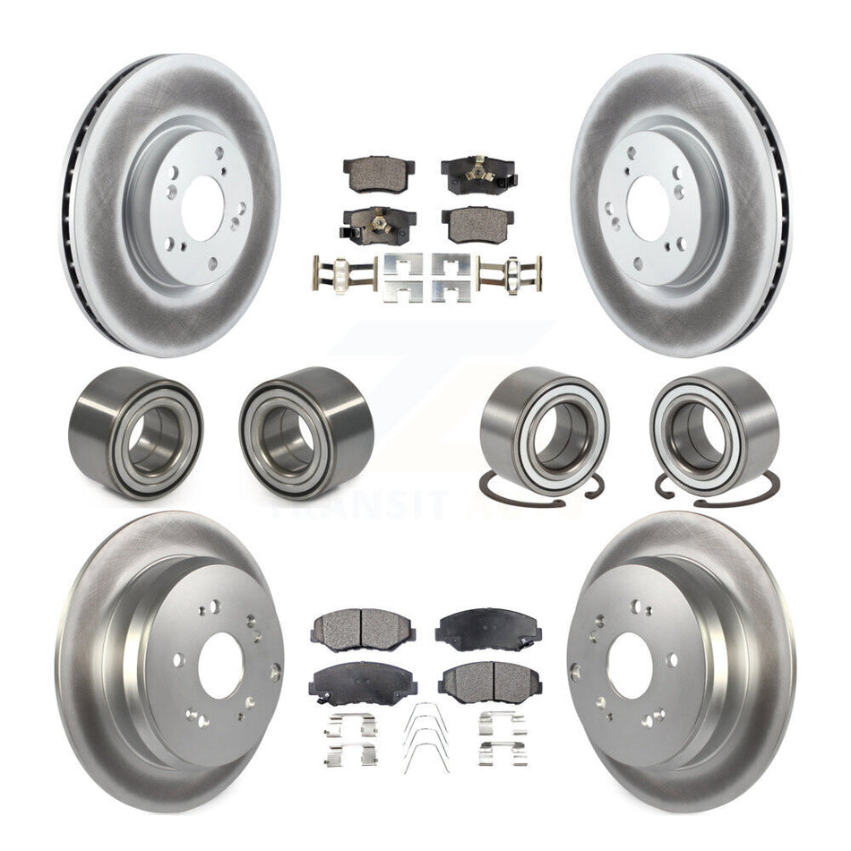 Front Rear Wheel Bearings Coated Disc Brake Rotors And Ceramic Pads Kit (10Pc) For 2005-2006 Honda CR-V KBB-108634