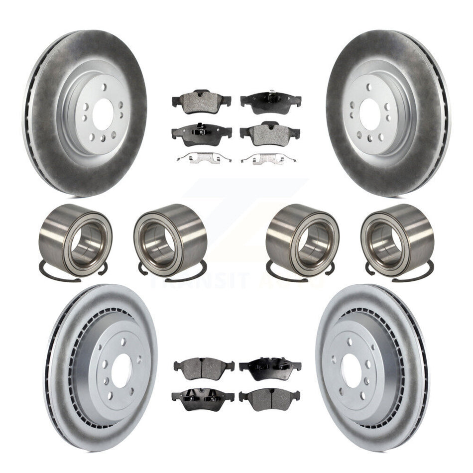 Front Rear Wheel Bearings Coated Disc Brake Rotors And Ceramic Pads Kit (10Pc) For Mercedes-Benz ML350 ML550 KBB-108641