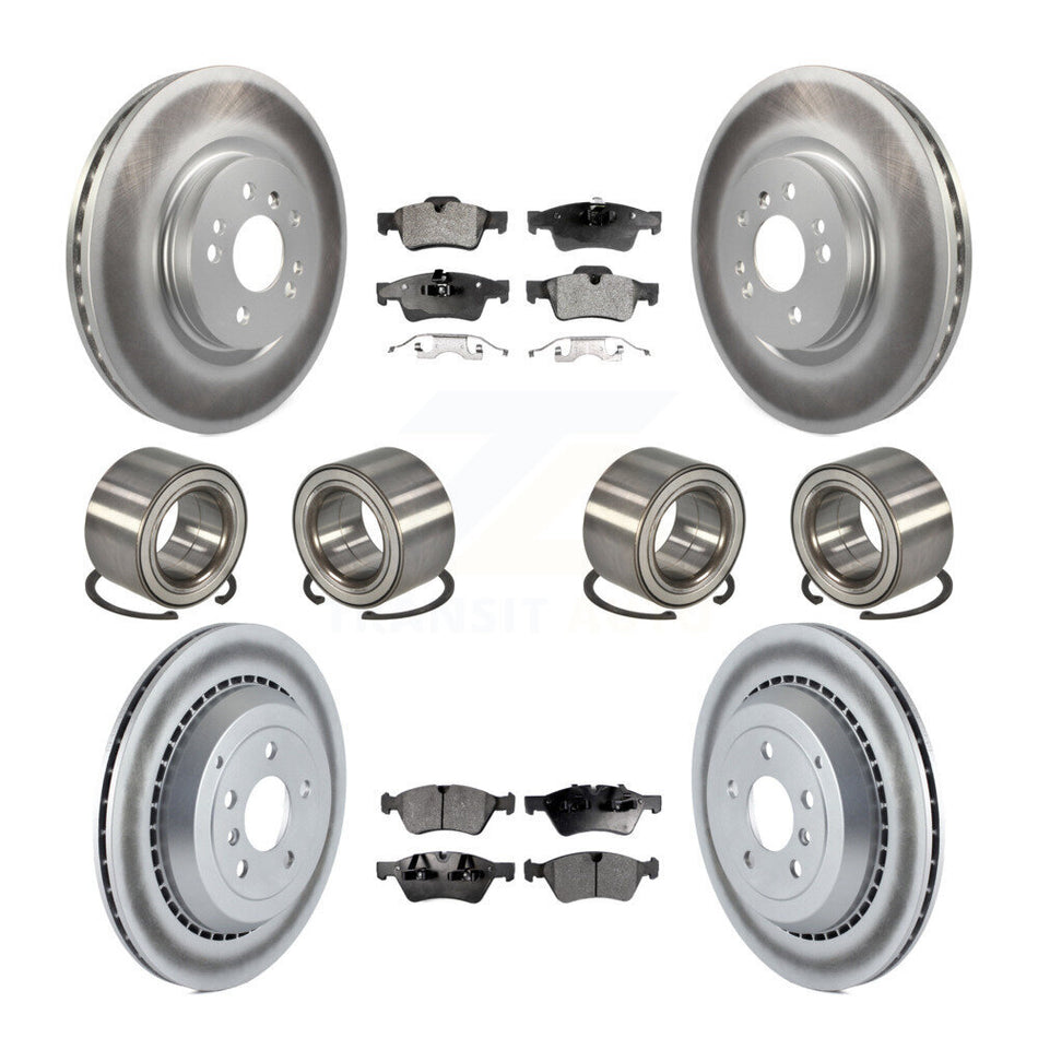 Front Rear Wheel Bearings Coated Disc Brake Rotors And Ceramic Pads Kit (10Pc) For Mercedes-Benz R350 ML500 With Vented Rotor KBB-108643