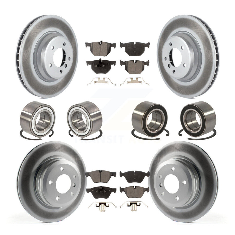 Front Rear Wheel Bearings Coated Disc Brake Rotors And Ceramic Pads Kit (10Pc) For 2007 BMW 335xi KBB-108646