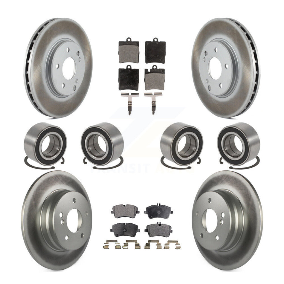 Front Rear Wheel Bearings Coated Disc Brake Rotors And Ceramic Pads Kit (10Pc) For Mercedes-Benz C240 C280 C320 C350 KBB-108657
