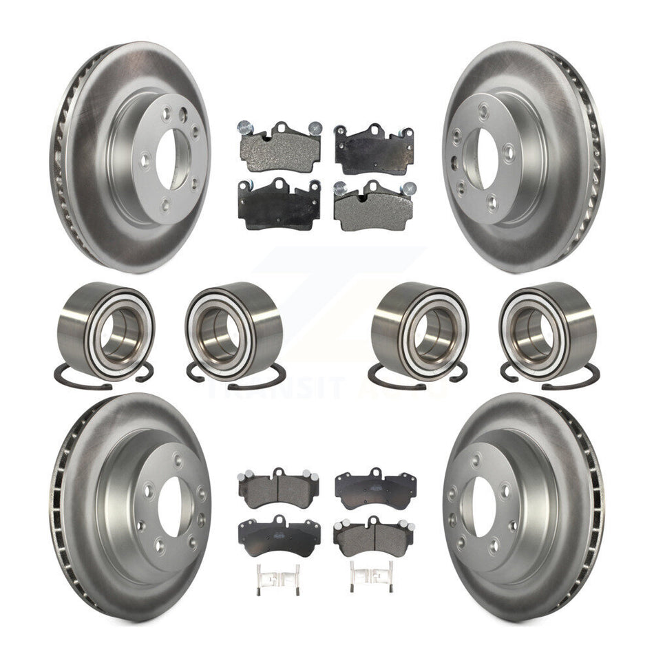 Front Rear Wheel Bearings Coated Disc Brake Rotors And Ceramic Pads Kit (10Pc) For Porsche Cayenne Volkswagen Touareg With 330mm Diameter Rotor KBB-108659