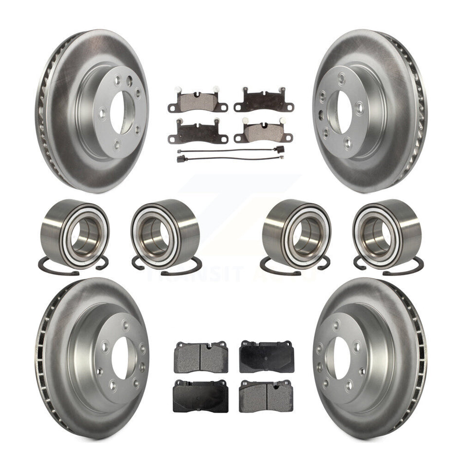 Front Rear Wheel Bearings Coated Disc Brake Rotors And Ceramic Pads Kit (10Pc) For 2011-2015 Volkswagen Touareg With 330mm Diameter Rotor KBB-108661