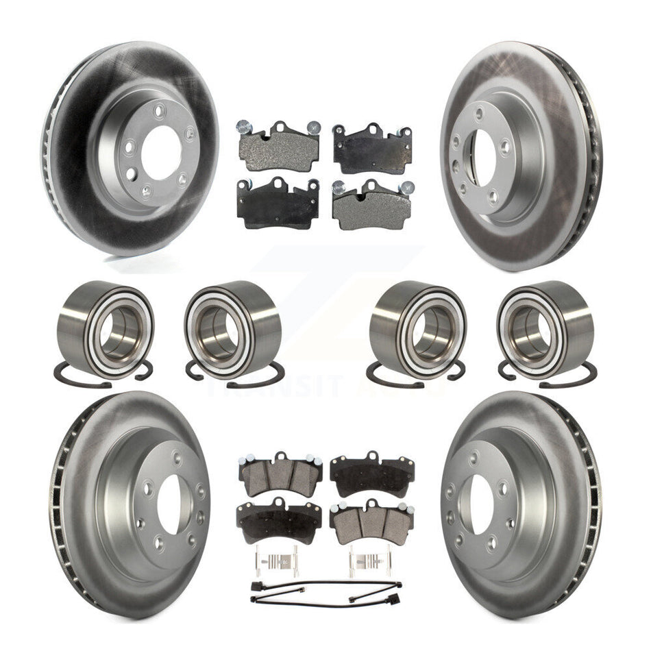 Front Rear Wheel Bearings Coated Disc Brake Rotors And Ceramic Pads Kit (10Pc) For Audi Q7 Volkswagen Touareg KBB-108663
