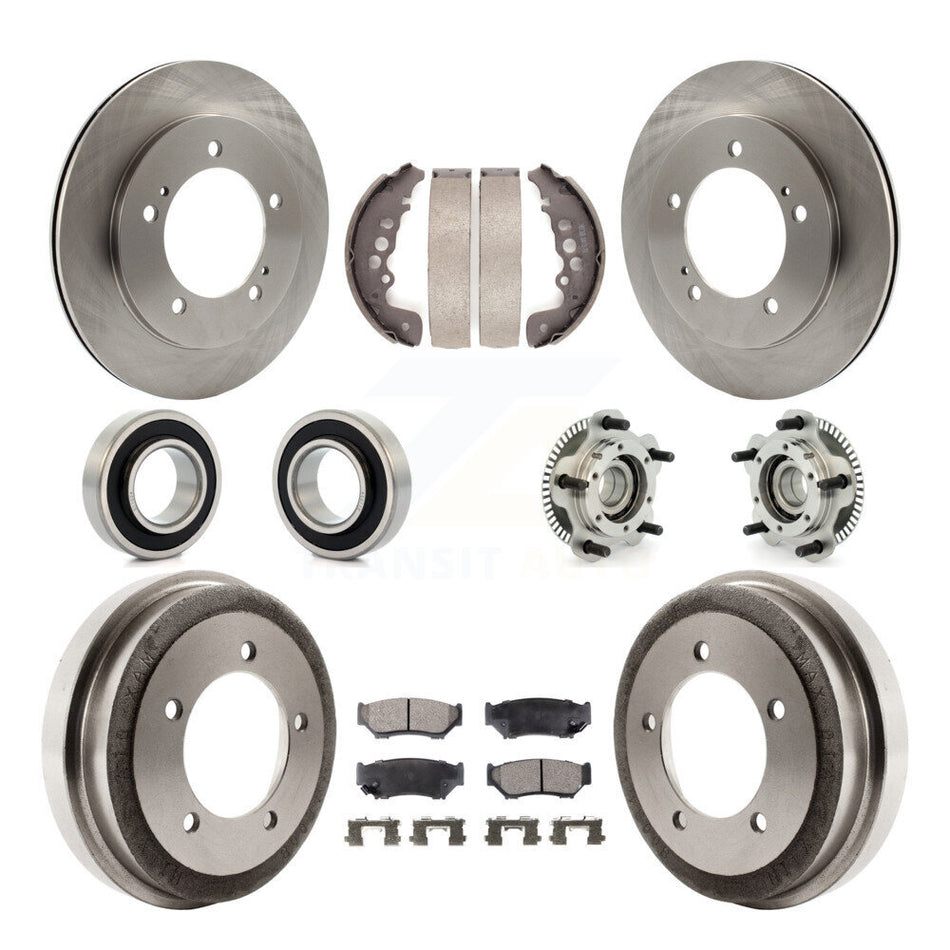 Front Rear Hub Bearings Assembly Disc Brake Rotors And Semi-Metallic Pads Shoes Kit (10Pc) For 2001-2004 Chevrolet Tracker Suzuki Vitara Non-ABS KBB-108664