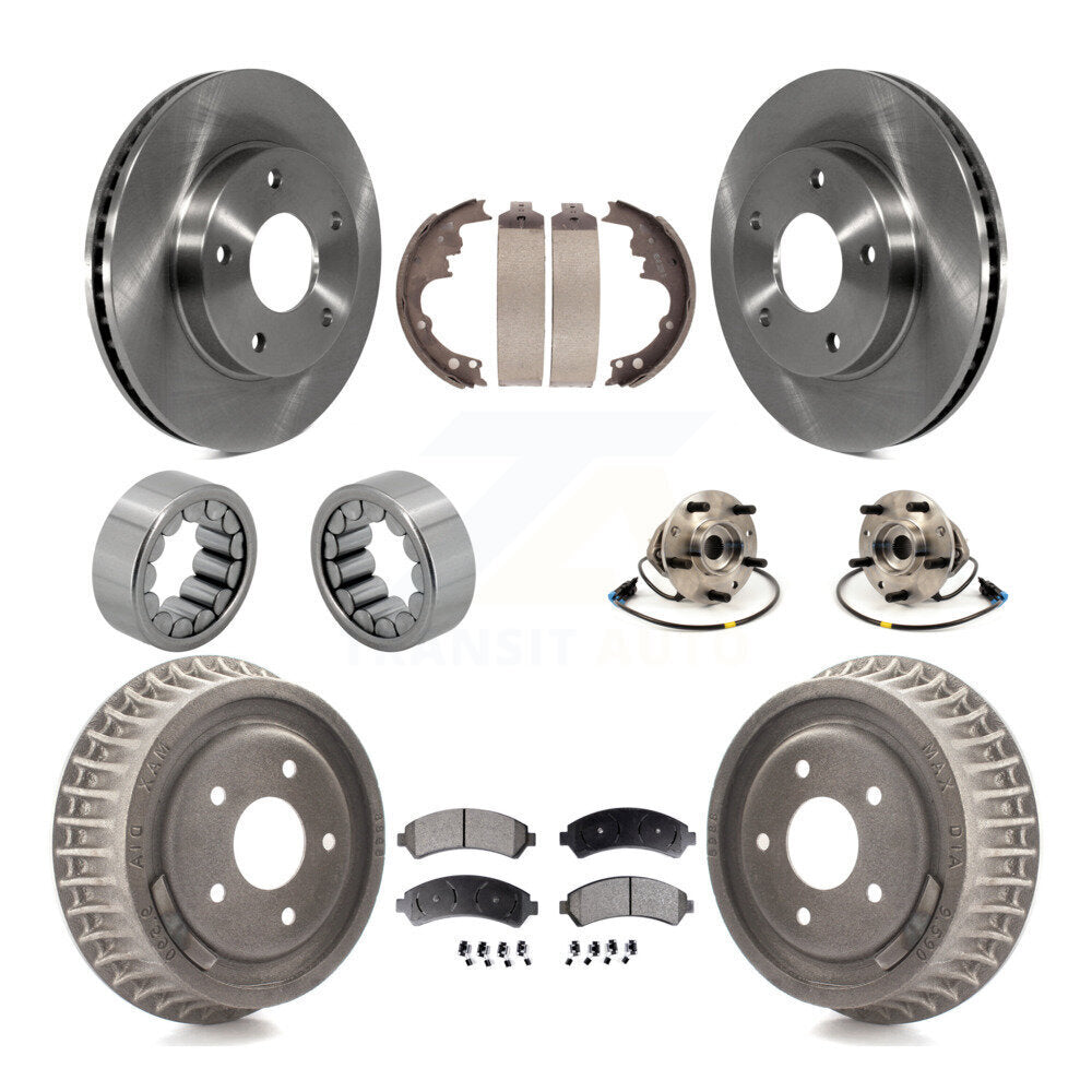 Front Rear Hub Bearing Brake Rotor & Pads Shoe Kit (10Pc) For 1998-2003 Chevrolet S10 4WD KBB-108667