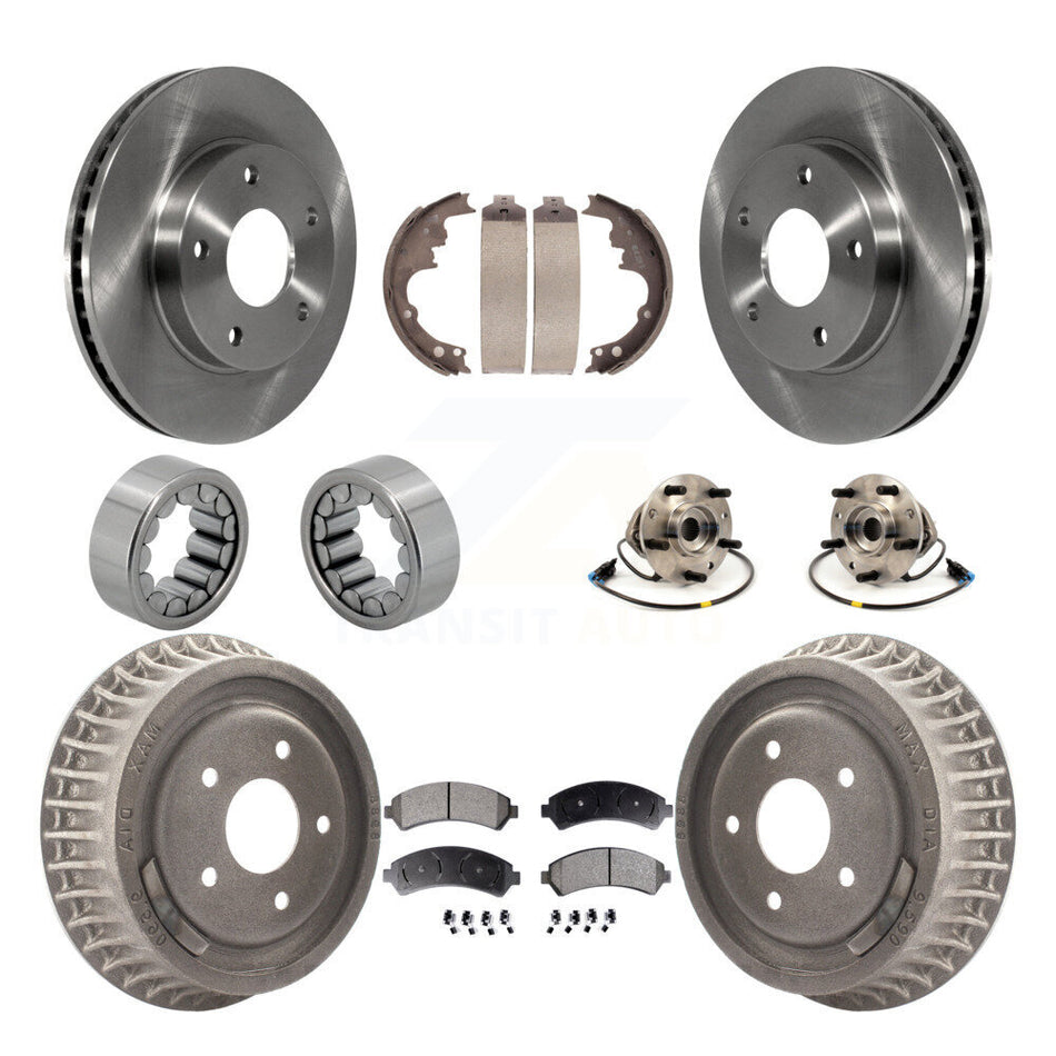 Front Rear Hub Bearing Brake Rotor & Pads Shoe Kit (10Pc) For 1998-2003 Chevrolet S10 4WD KBB-108667