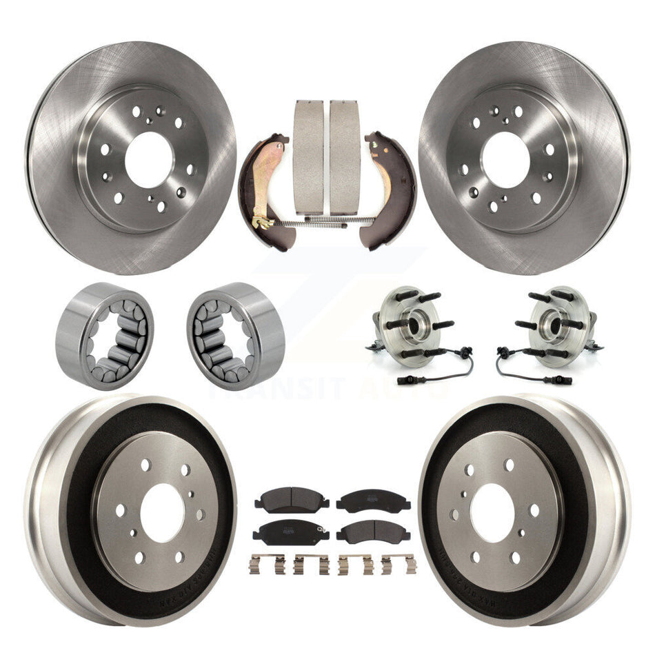 Front Rear Hub Bearing Brake Rotor & Pad Shoe Kit (10Pc) For Chevrolet Silverado 1500 GMC KBB-108671