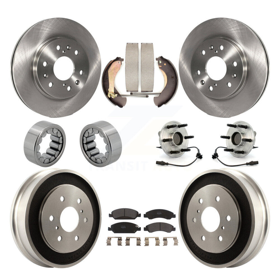 Front Rear Hub Bearing Brake Rotor & Pad Shoe Kit (10Pc) For Chevrolet Silverado 1500 GMC KBB-108677