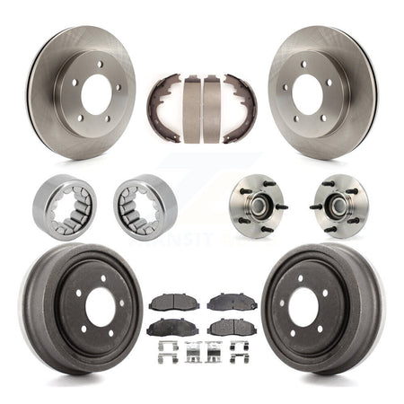 Front Rear Hub Bearing Assembly Disc Brake Rotors And Pads Shoe Kit (10Pc) For Ford F-150 KBB-108717