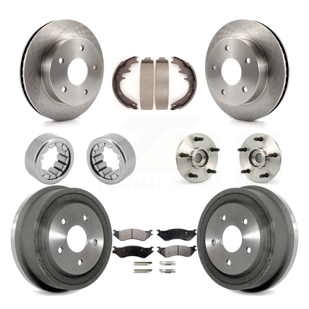 Front Rear Hub Bearings Disc Brake Rotors And Pads Shoes Kit (10Pc) For Dodge Ram 1500 KBB-108722