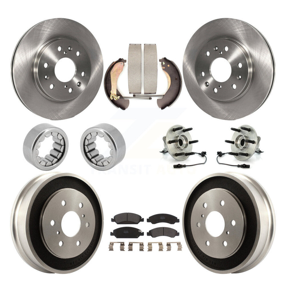 Front Rear Hub Bearing Brake Rotor & Pad Shoe Kit (10Pc) For Chevrolet Silverado 1500 GMC KBB-108729