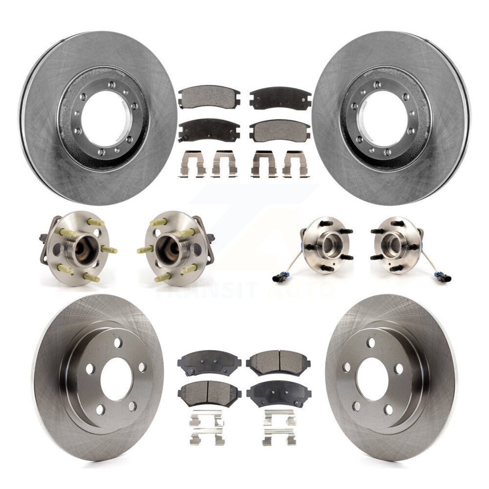 Front Rear Hub Bearings Assembly Disc Brake Rotors And Semi-Metallic Pads Kit (10Pc) For 2000-2005 Buick LeSabre Pontiac Bonneville KBB-108745