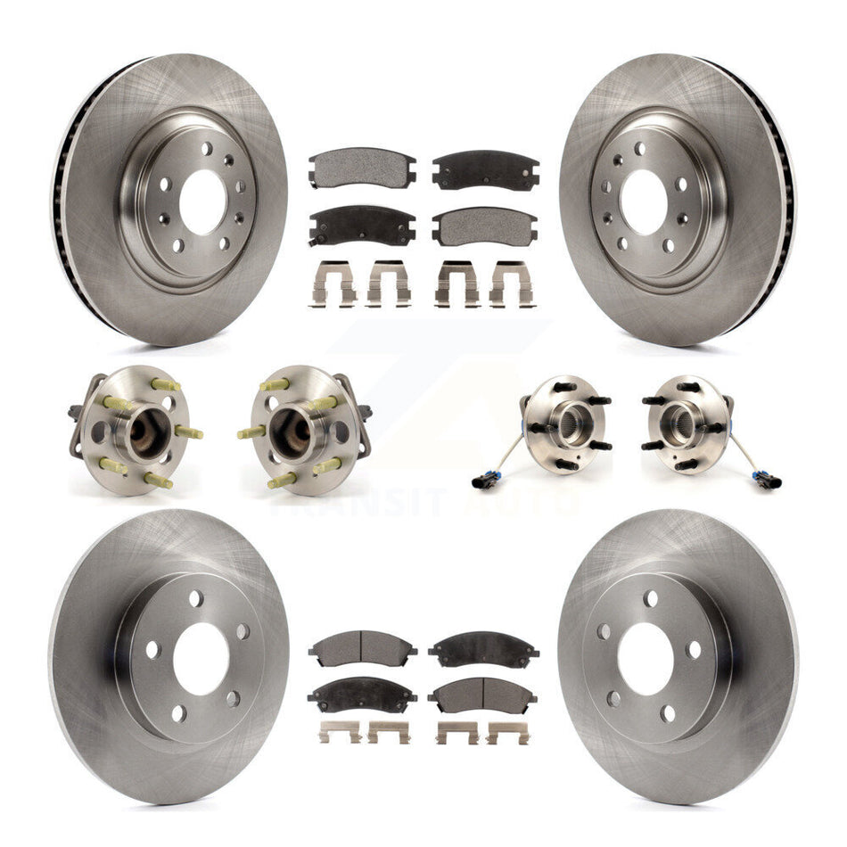 Front Rear Hub Bearings Assembly Disc Brake Rotors And Semi-Metallic Pads Kit (10Pc) For 2004 Pontiac Bonneville GXP KBB-108751
