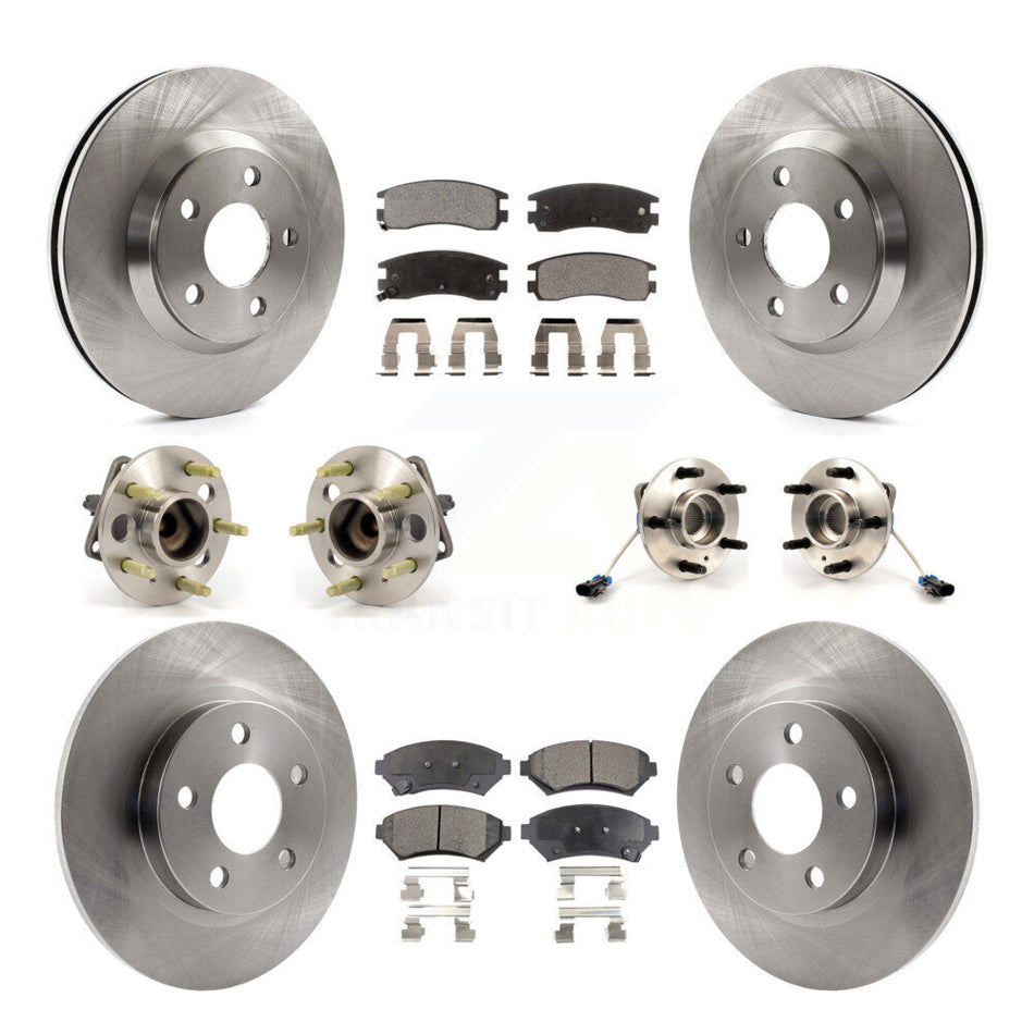 Front Rear Hub Bearings Assembly Disc Brake Rotors And Semi-Metallic Pads Kit (10Pc) For 2005 Buick Park Avenue Ultra KBB-108752