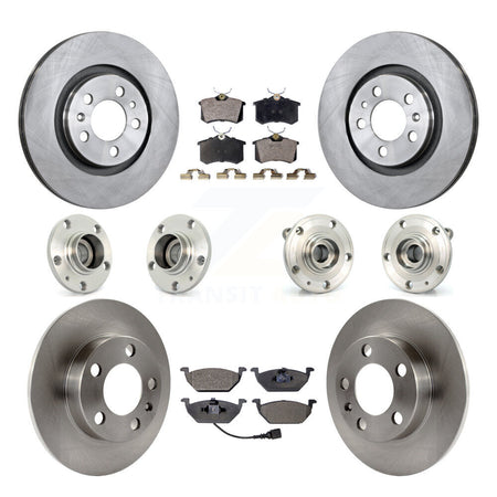 Front Rear Hub Bearing Brake Rotor And Pad Kit (10Pc) For 2007-2009 Volkswagen Jetta City KBB-108755