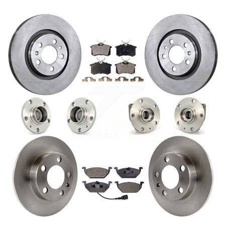 Front Rear Hub Bearings Disc Brake Rotors And Pads Kit (10Pc) For Volkswagen Golf City KBB-108756