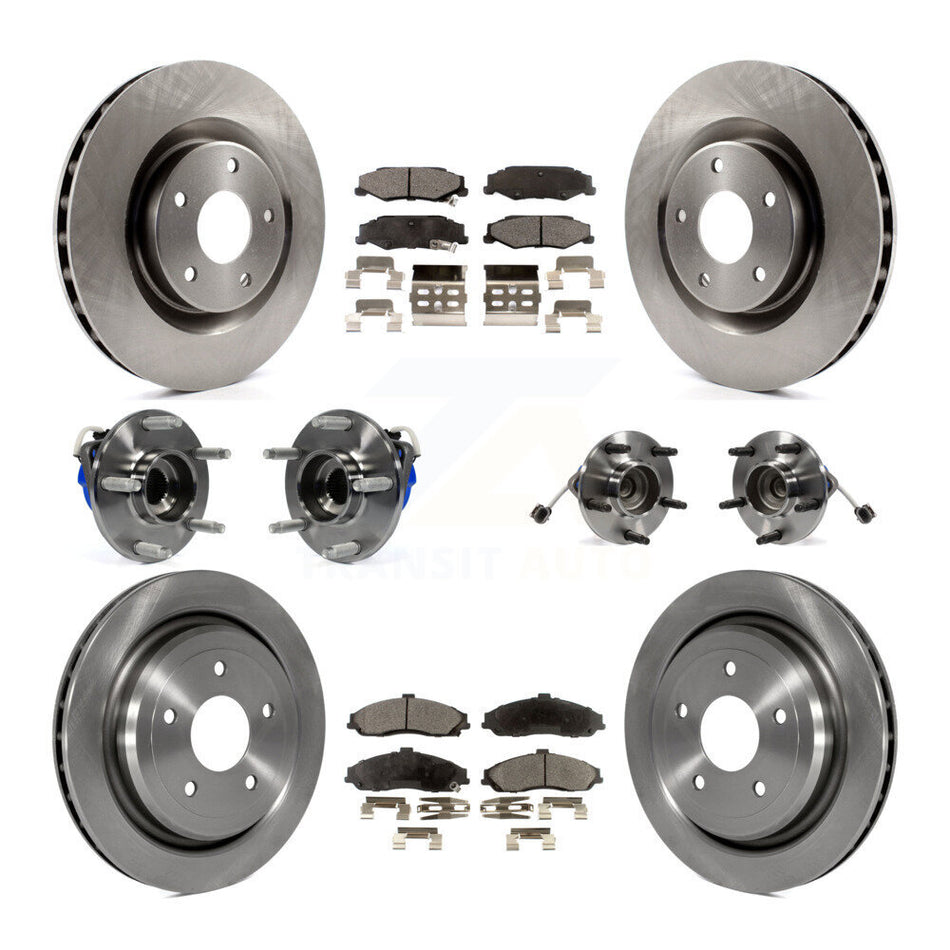 Front Rear Hub Bearings Assembly Disc Brake Rotors And Semi-Metallic Pads Kit (10Pc) For Chevrolet Corvette Cadillac XLR KBB-108762