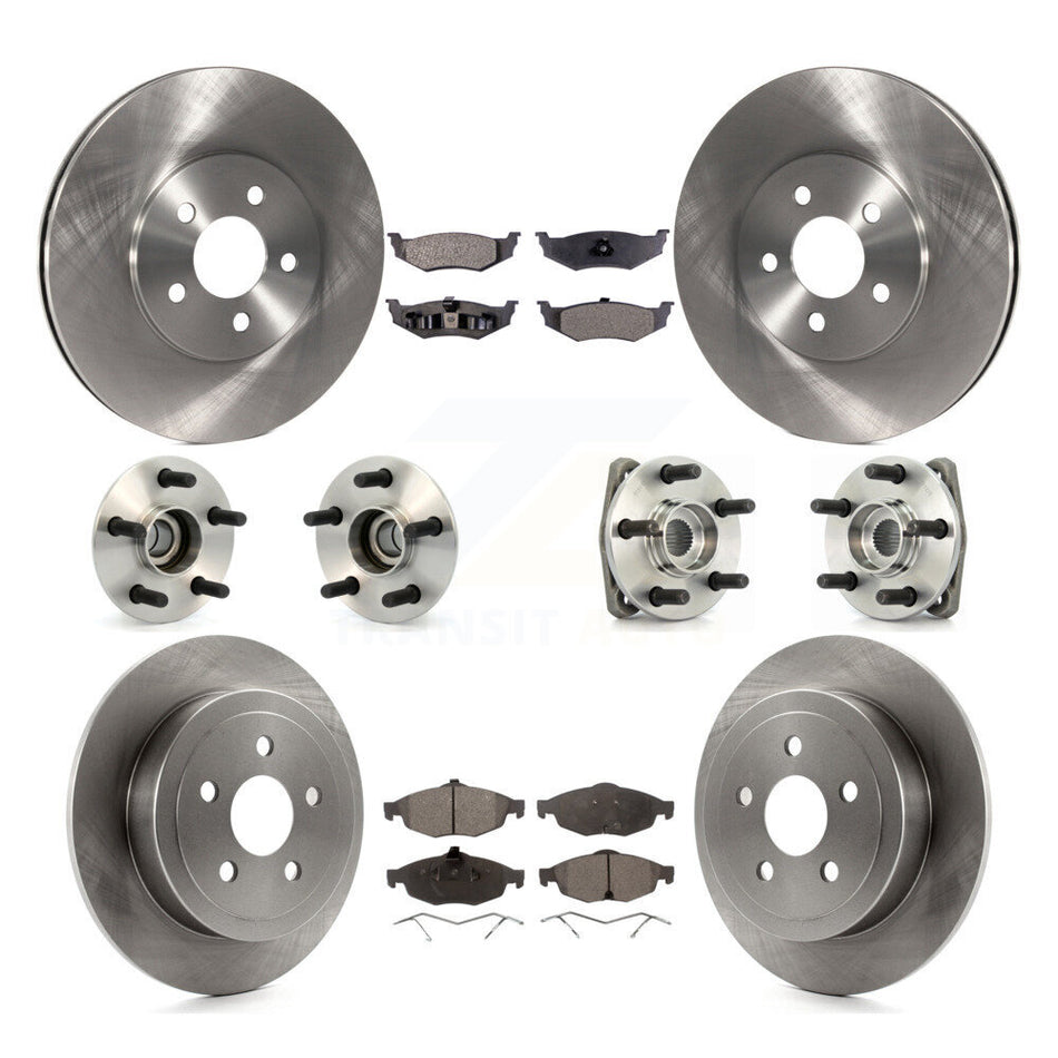 Front Rear Hub Bearings Assembly Disc Brake Rotors And Semi-Metallic Pads Kit (10Pc) For Chrysler Sebring Dodge Stratus KBB-108776