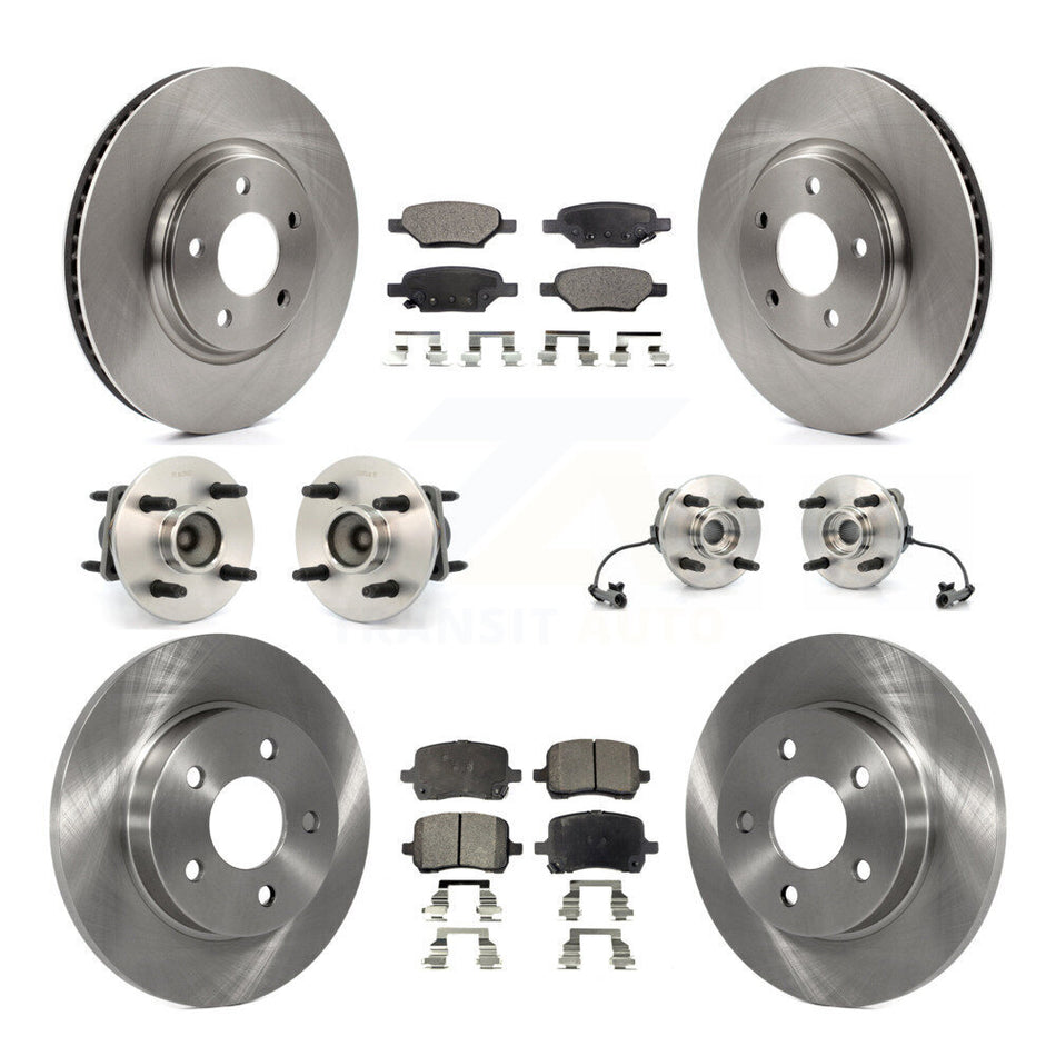Front Rear Hub Bearings Assembly Disc Brake Rotors And Semi-Metallic Pads Kit (10Pc) For 2004-2007 Saturn Ion Supercharged with 4-Wheel ABS With 4 Lug Wheels KBB-108794