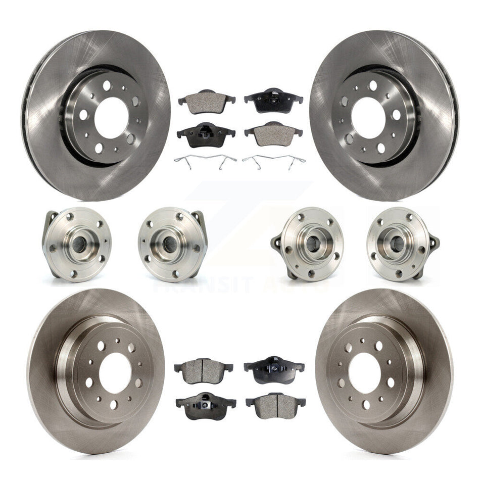 Front Rear Hub Bearings Assembly Disc Brake Rotors And Semi-Metallic Pads Kit (10Pc) For Volvo S60 XC70 V70 S80 KBB-108800