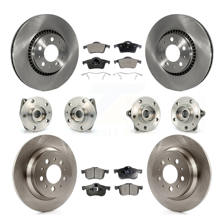 Front Rear Hub Bearings Assembly Disc Brake Rotors And Semi-Metallic Pads Kit (10Pc) For Volvo S60 XC70 V70 S80 KBB-108801
