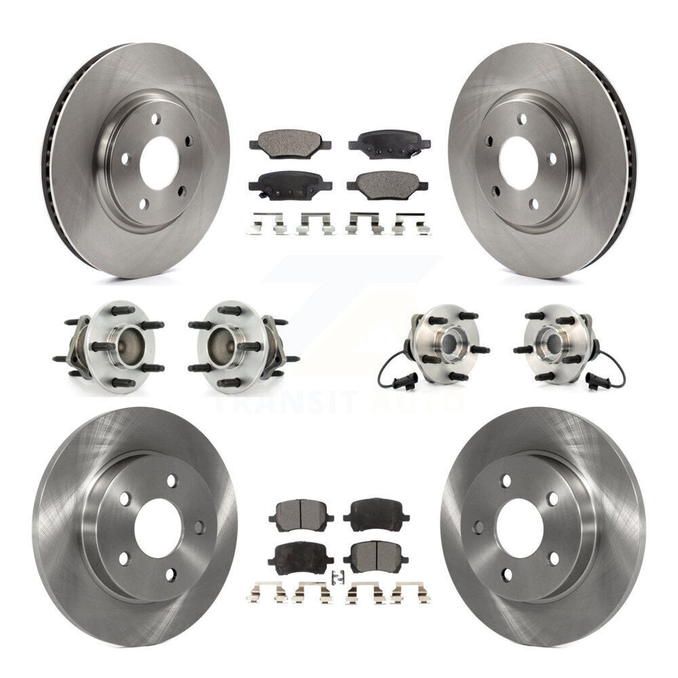 Front Rear Hub Bearings Assembly Disc Brake Rotors And Semi-Metallic Pads Kit (10Pc) For Chevrolet Malibu Pontiac G6 Saturn Aura KBB-108810
