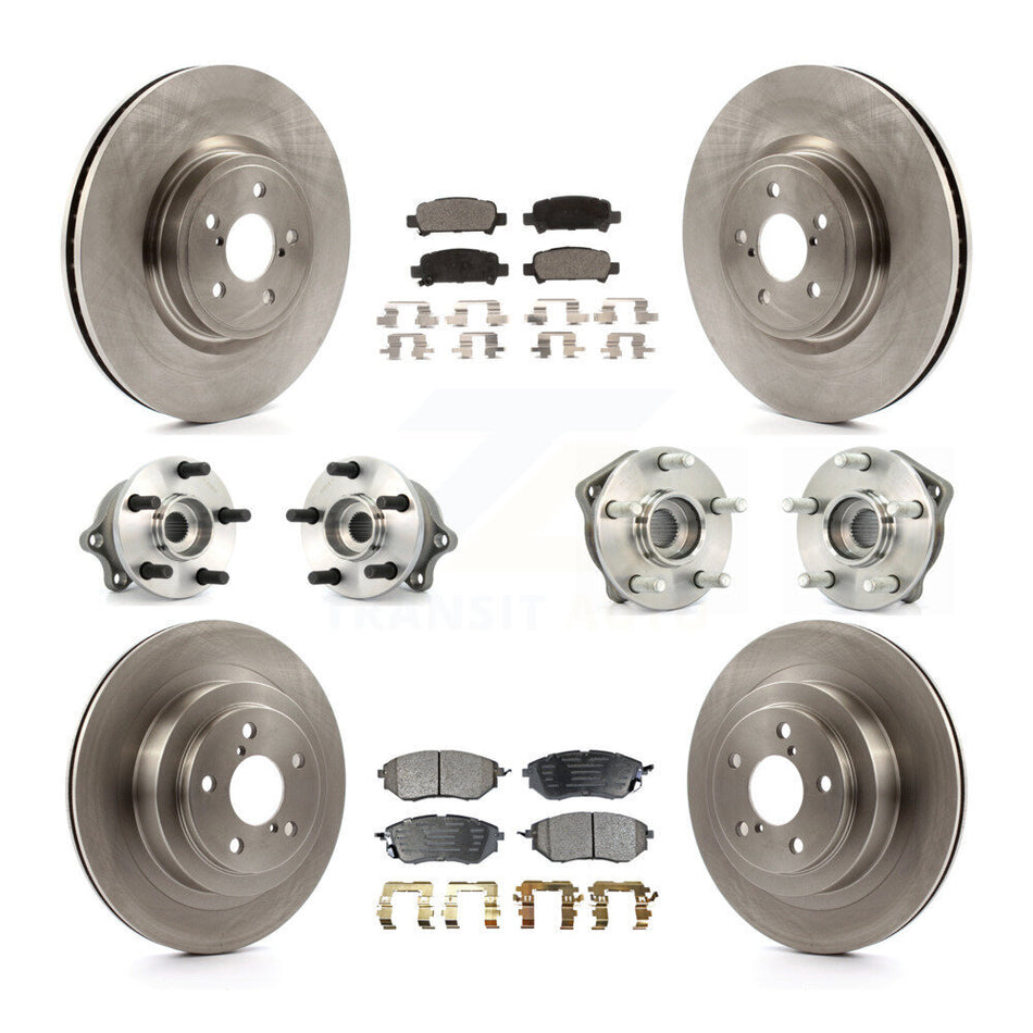 Front Rear Hub Bearings Assembly Disc Brake Rotors And Semi-Metallic Pads Kit (10Pc) For Subaru Legacy KBB-108818