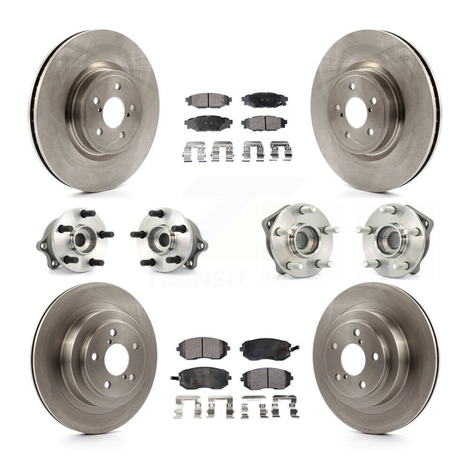 Front Rear Hub Bearings Assembly Disc Brake Rotors And Semi-Metallic Pads Kit (10Pc) For Subaru Legacy KBB-108819