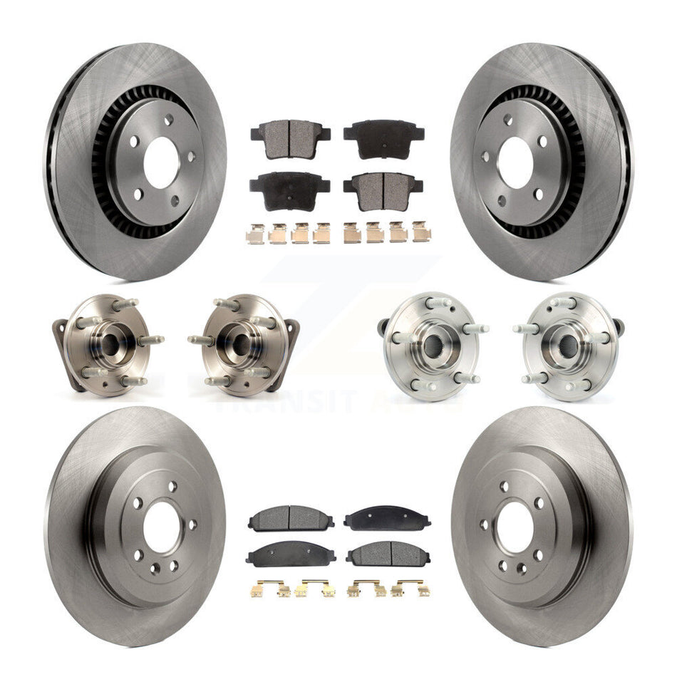 Front Rear Hub Bearings Assembly Disc Brake Rotors And Semi-Metallic Pads Kit (10Pc) For Ford Five Hundred Freestyle Taurus Mercury Montego X Sable FWD KBB-108820