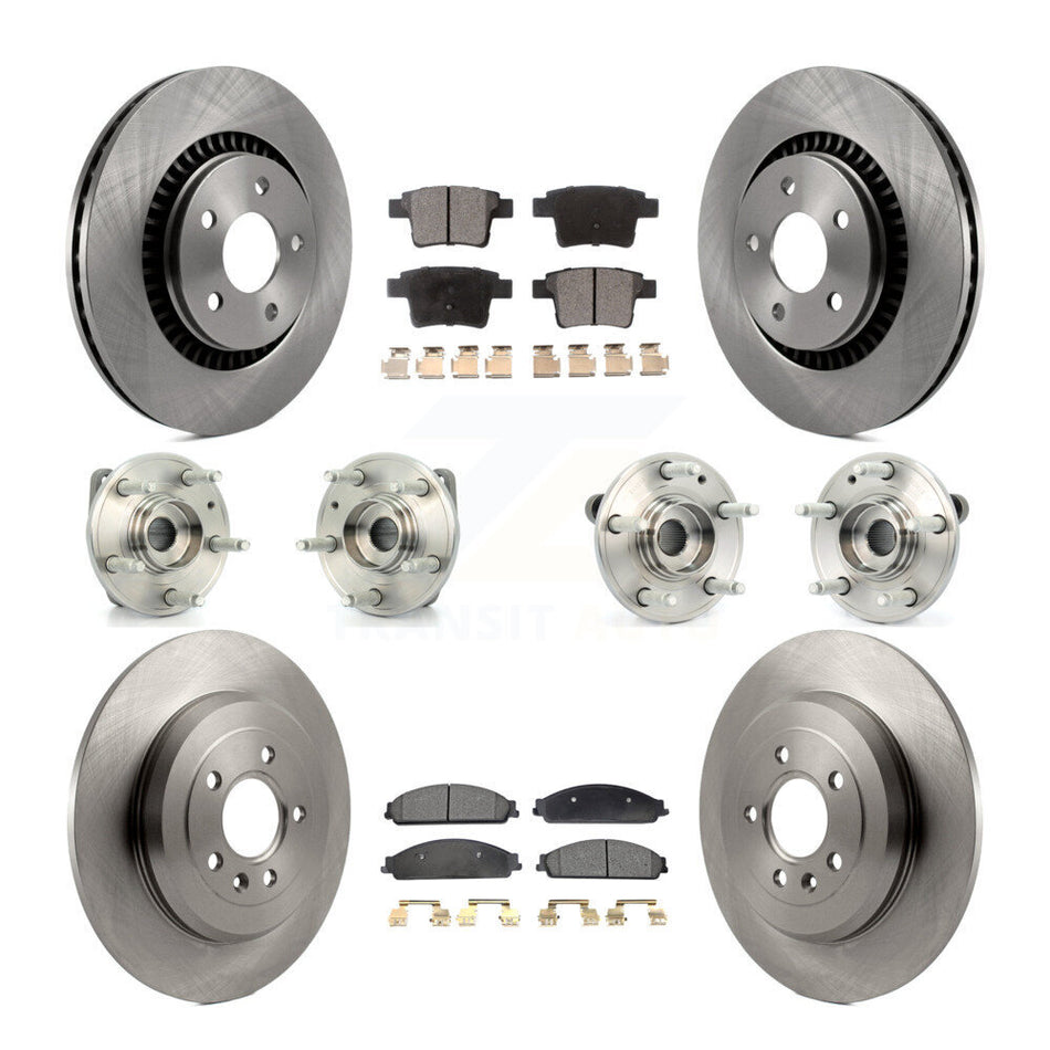 Front Rear Hub Bearings Assembly Disc Brake Rotors And Semi-Metallic Pads Kit (10Pc) For Ford Five Hundred Freestyle Taurus Mercury Montego X Sable AWD KBB-108821