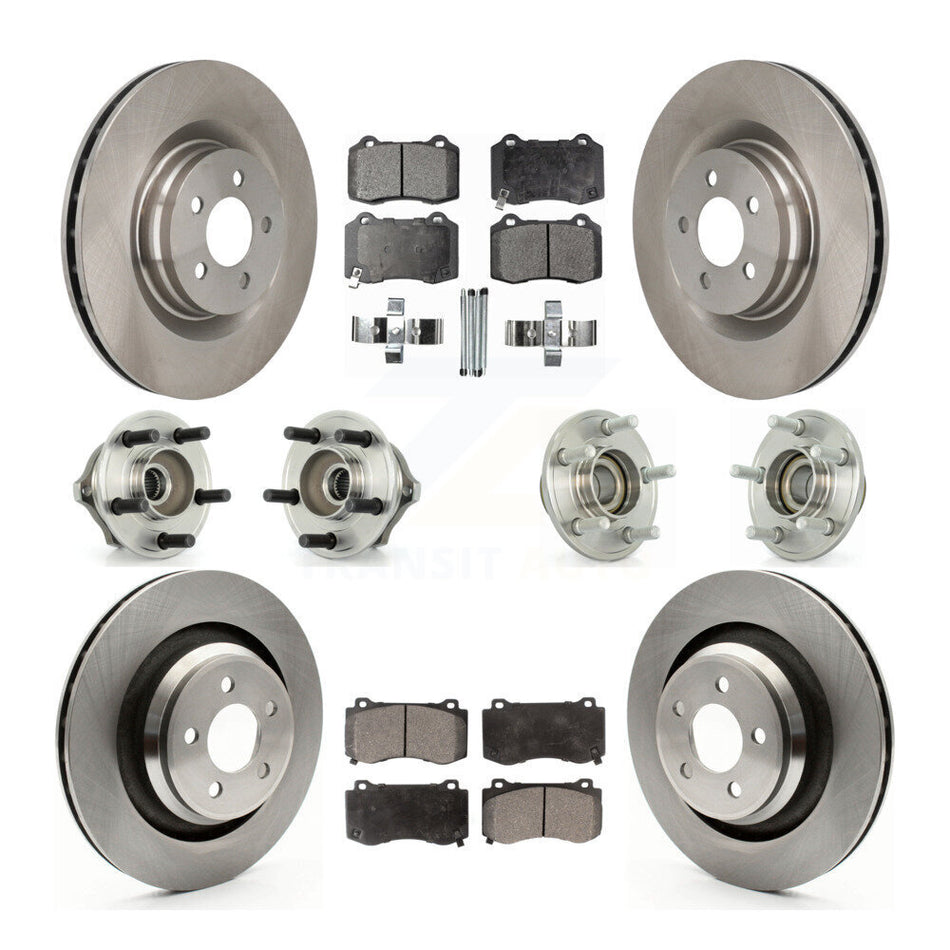Front Rear Hub Bearings Assembly Disc Brake Rotors And Semi-Metallic Pads Kit (10Pc) For Chrysler 300 Dodge Charger Magnum KBB-108825