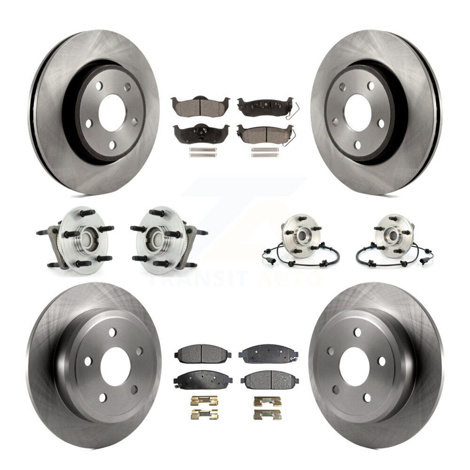 Front Rear Hub Bearings Assembly Disc Brake Rotors And Semi-Metallic Pads Kit (10Pc) For Jeep Grand Cherokee Commander KBB-108830