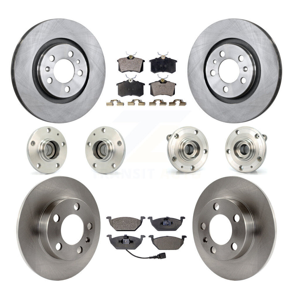 Front Rear Hub Bearing Assembly Disc Brake Rotor And Semi-Metallic Pad Kit (10Pc) For 2006 Volkswagen Jetta 7th 8th Digit Of VIN Is "9M" Or "1J" With 280mm Diameter KBB-108841