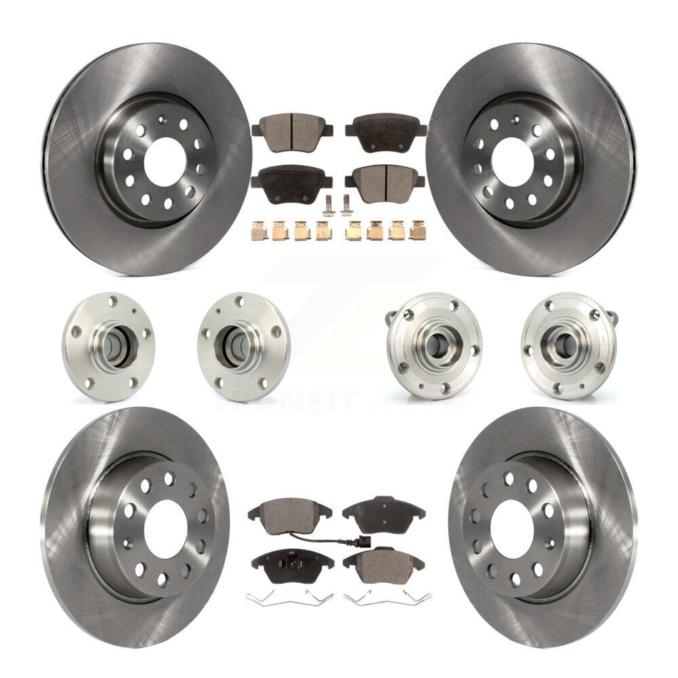 Front Rear Hub Bearings Assembly Disc Brake Rotors And Semi-Metallic Pads Kit (10Pc) For Volkswagen Beetle GTI KBB-108846