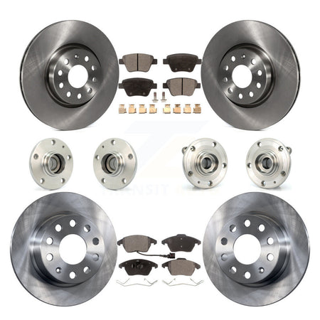 Front Rear Hub Bearing Brake Rotor And Pad Kit (10Pc) For 2017-2018 Volkswagen Jetta 2.0L KBB-108847