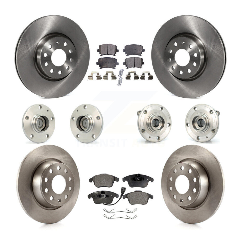 Front Rear Hub Bearings Assembly Disc Brake Rotors And Semi-Metallic Pads Kit (10Pc) For Volkswagen Tiguan Audi Q3 KBB-108849