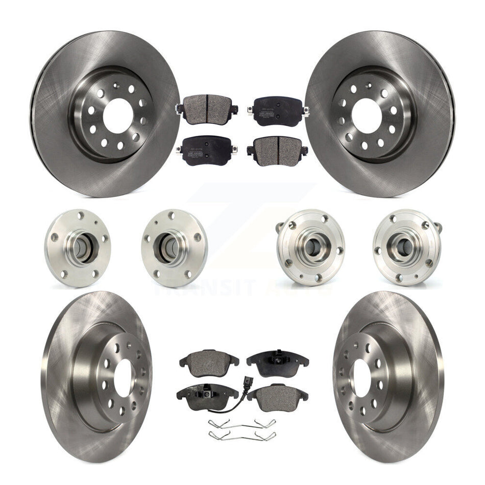 Front Rear Hub Bearings Assembly Disc Brake Rotors And Semi-Metallic Pads Kit (10Pc) For 2016-2018 Audi Q3 KBB-108852