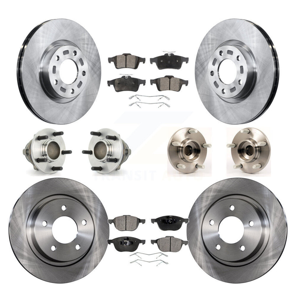 Front Rear Hub Bearings Assembly Disc Brake Rotors And Semi-Metallic Pads Kit (10Pc) For Mazda 3 2.3L with 4-Wheel ABS KBB-108889