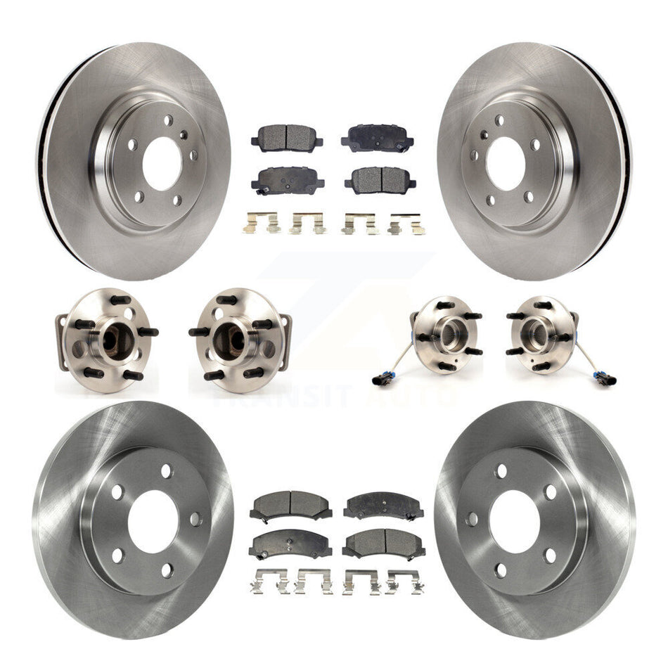 Front Rear Hub Bearings Assembly Disc Brake Rotors And Semi-Metallic Pads Kit (10Pc) For Chevrolet Impala Limited KBB-108900