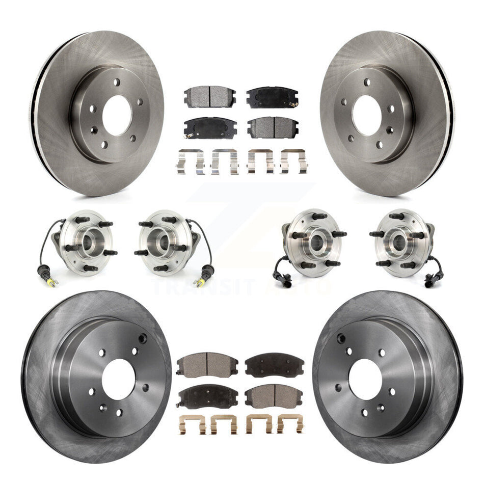 Front Rear Hub Bearings Assembly Disc Brake Rotors And Semi-Metallic Pads Kit (10Pc) For Chevrolet Equinox Saturn Vue Captiva Sport Pontiac Torrent Suzuki XL-7 KBB-108908