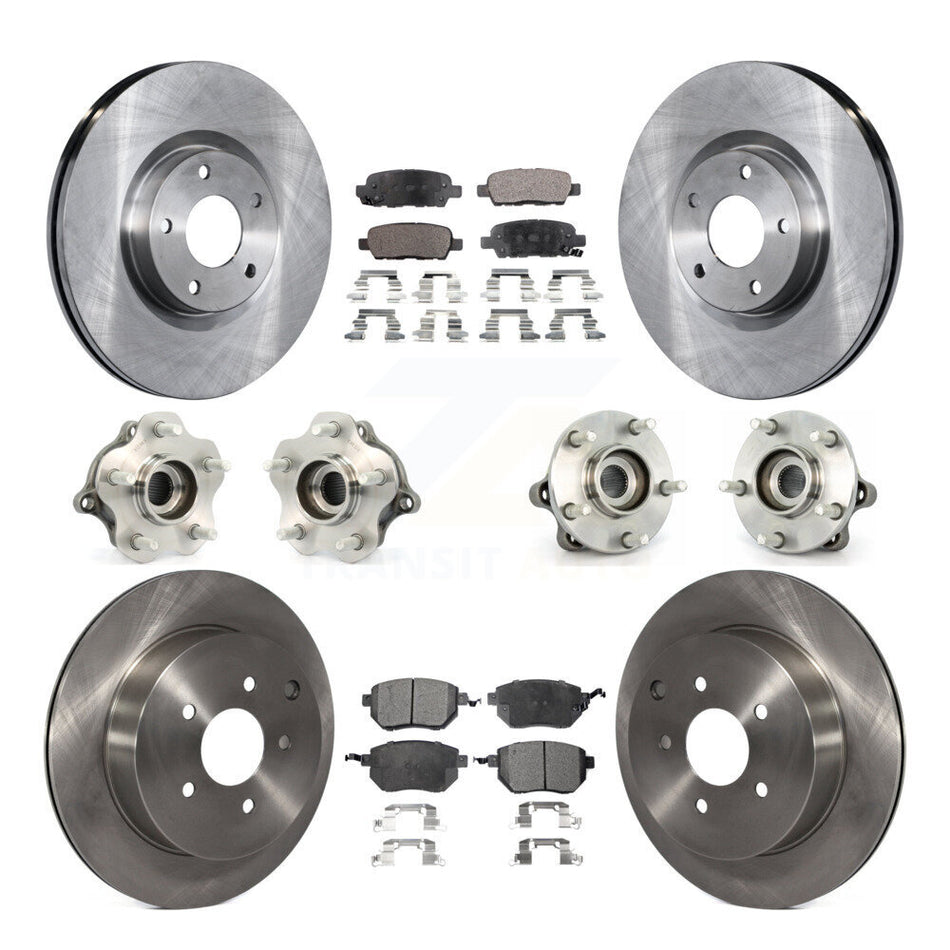 Front Rear Hub Bearings Assembly Disc Brake Rotors And Semi-Metallic Pads Kit (10Pc) For 2003-2004 Nissan Murano AWD KBB-108912
