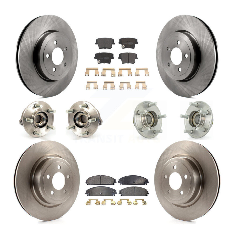 Front Rear Hub Bearings Assembly Disc Brake Rotors And Semi-Metallic Pads Kit (10Pc) For Dodge Charger With Police Package KBB-108916