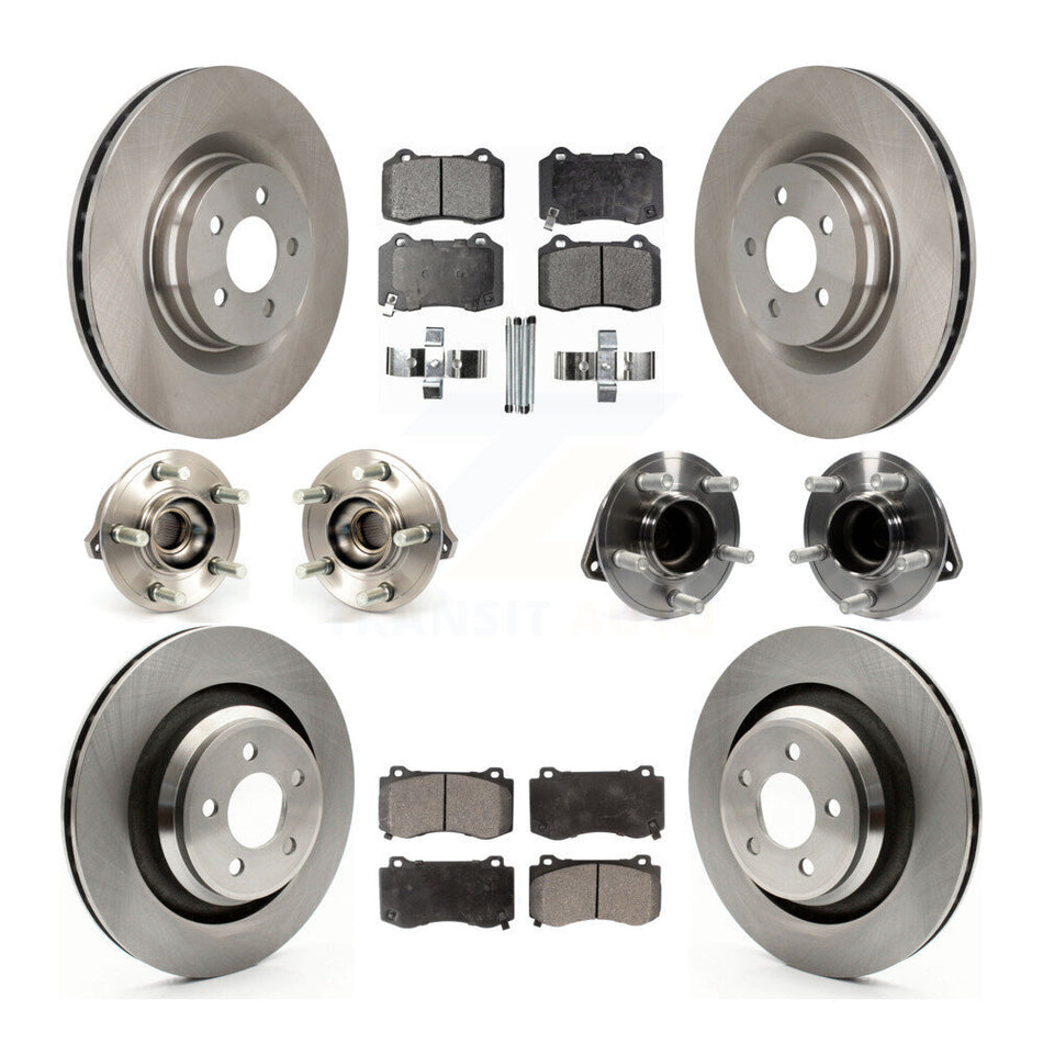 Front Rear Hub Bearings Assembly Disc Brake Rotors And Semi-Metallic Pads Kit (10Pc) For 2012 Chrysler 300 SRT8 with RWD With Heavy Duty Brakes KBB-108924