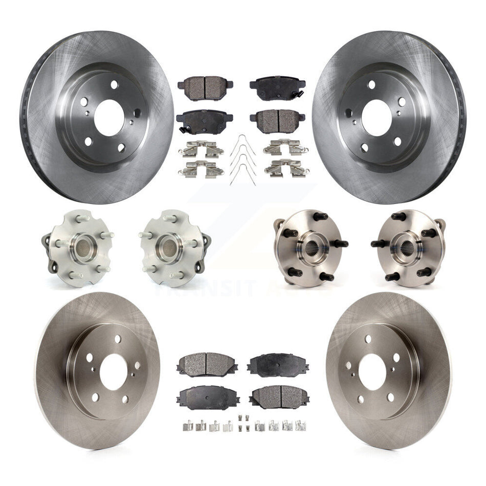 Front Rear Hub Bearings Assembly Disc Brake Rotors And Semi-Metallic Pads Kit (10Pc) For 2016 Scion iM KBB-108926