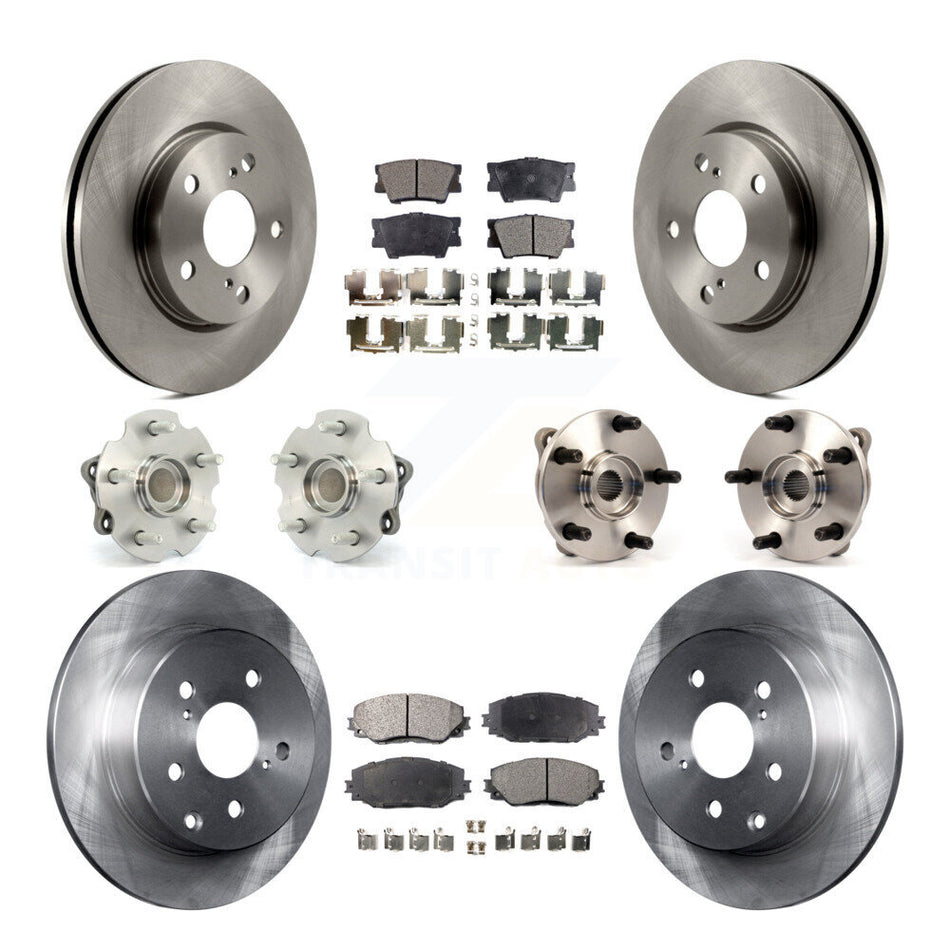 Front Rear Hub Bearings Assembly Disc Brake Rotors And Semi-Metallic Pads Kit (10Pc) For Toyota RAV4 Lexus HS250h KBB-108928
