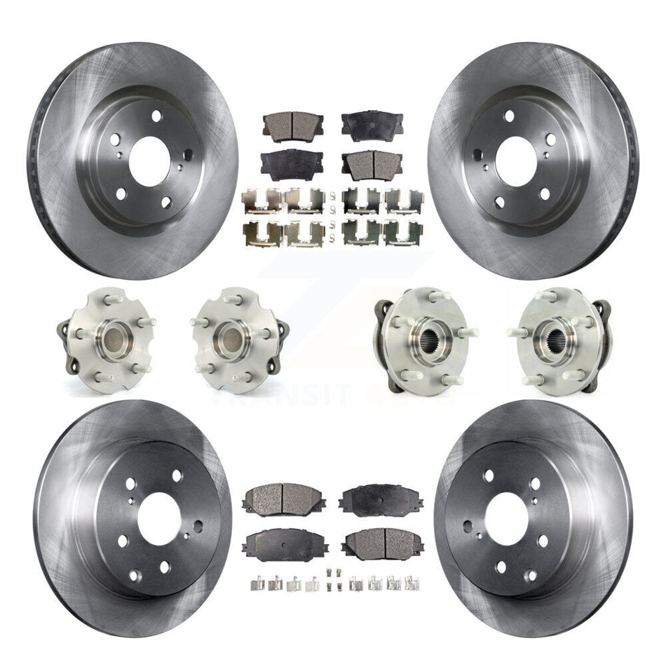 Front Rear Hub Bearings Assembly Disc Brake Rotors And Semi-Metallic Pads Kit (10Pc) For Toyota RAV4 KBB-108929